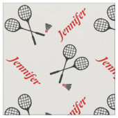Badminton racket en jouw naam gepersonaliseerd stof (Close Up)
