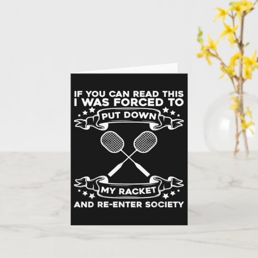 Badminton Racket - Grappige Badminton Speler Kaart (Gele Bloem)