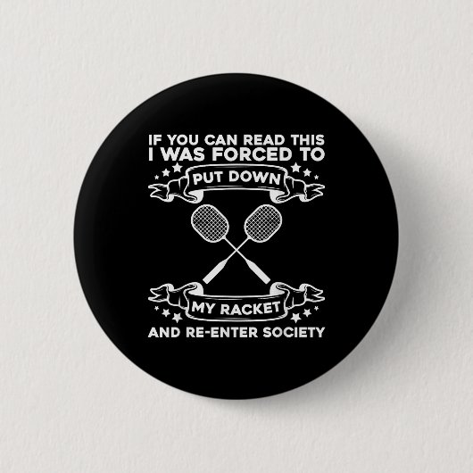 Badminton Racket - Grappige Badminton Speler Ronde Button 5,7 Cm (Voorkant)