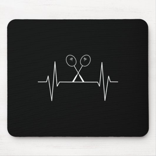 Badminton Racket Heartbeat Badminton Player, Geslo Muismat (Voorkant)