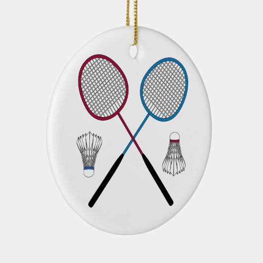 Badminton Rackets Birdies Shuttlecocks Keramisch Ornament (Rechts)