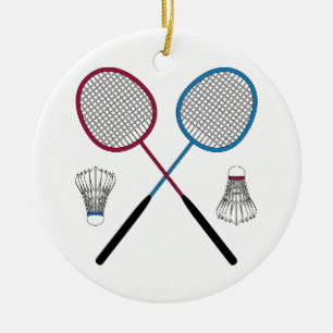 Badminton Rackets Birdies Shuttlecocks Keramisch Ornament