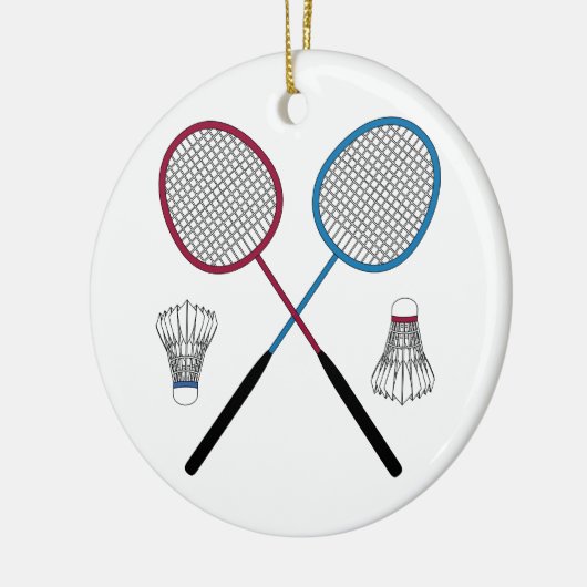 Badminton Rackets Birdies Shuttlecocks Keramisch Ornament (Links)