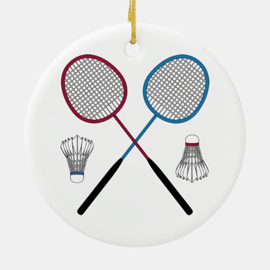 Badminton Rackets Birdies Shuttlecocks Keramisch Ornament (Achterkant)