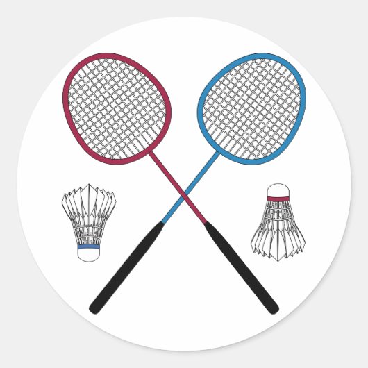 Badminton Rackets Birdies Shuttlecocks Ronde Sticker (Voorkant)
