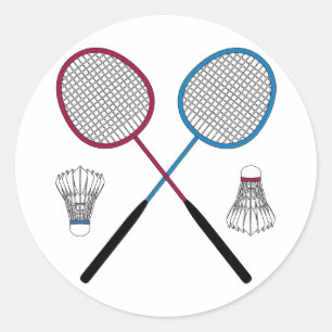 Badminton Rackets Birdies Shuttlecocks Ronde Sticker