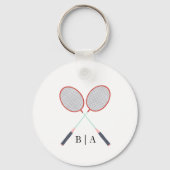 Badminton Rackets Custom Monogrammed Sleutelhanger (Voorkant)