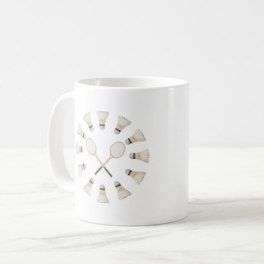 Badminton Rackets Koffiemok (Voorkant links)