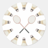 Badminton Rackets Ronde Sticker (Voorkant)