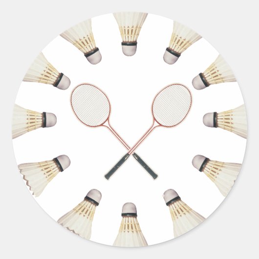 Badminton Rackets Ronde Sticker (Voorkant)