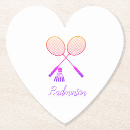 Badminton Rackets Shuttlecock Birdie Ombre Heart Kartonnen Onderzetters