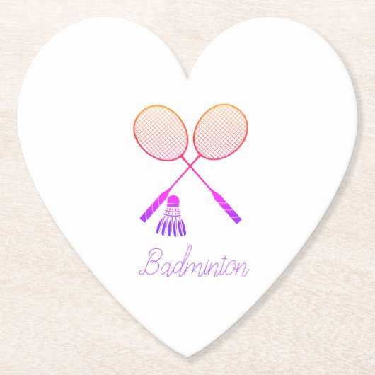 Badminton Rackets Shuttlecock Birdie Ombre Heart Kartonnen Onderzetters (Voorkant)