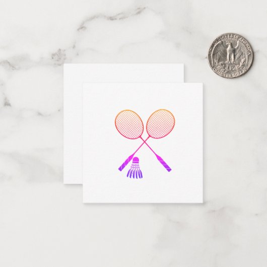 Badminton Rackets Shuttlecock Birdie Ombre Notitiekaartje (Voorkant / Achterkant in situ)
