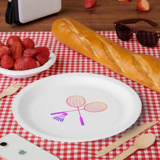 Badminton Rackets Shuttlecock Birdie Ombre Papieren Bordje (Picknick)