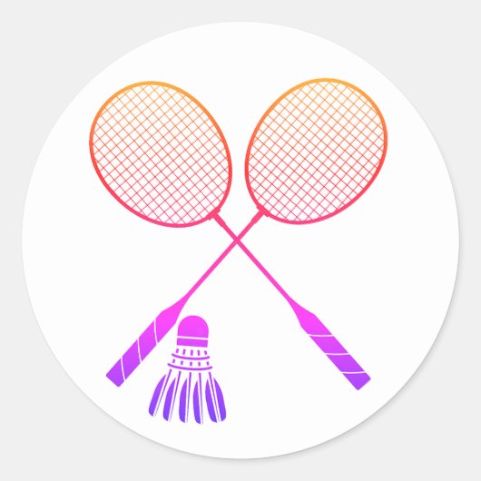 Badminton Rackets Shuttlecock Birdie Ombre Ronde Sticker (Voorkant)