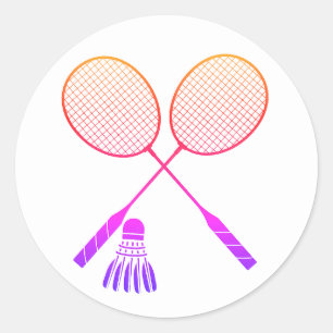 Badminton Rackets Shuttlecock Birdie Ombre Ronde Sticker