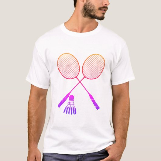 Badminton Rackets Shuttlecock Birdie Ombre T-shirt (Voorkant)