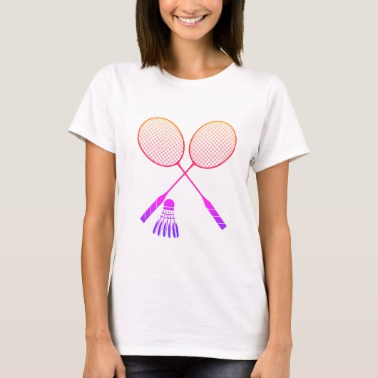 Badminton Rackets Shuttlecock Birdie Ombre T-shirt (Voorkant)