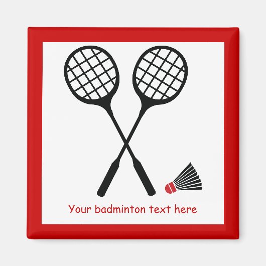 Badminton racquet en shuttlecock, aangepast magneet (Voorkant)