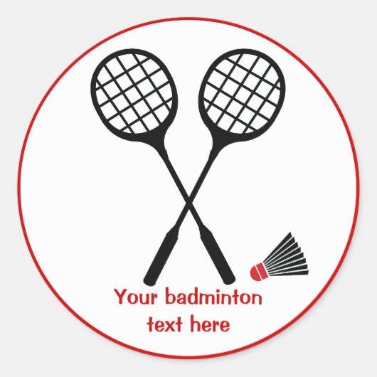 Badminton racquet en shuttlecock, aangepast ronde sticker (Voorkant)