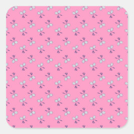 Badminton Racquet Patroon Roze Vierkante Sticker
