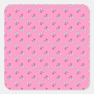 Badminton Racquet Patroon Roze Vierkante Sticker