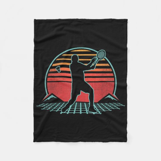 Badminton Retro 70s 80s Stijl Speler Gift Fleece Deken (Voorkant)