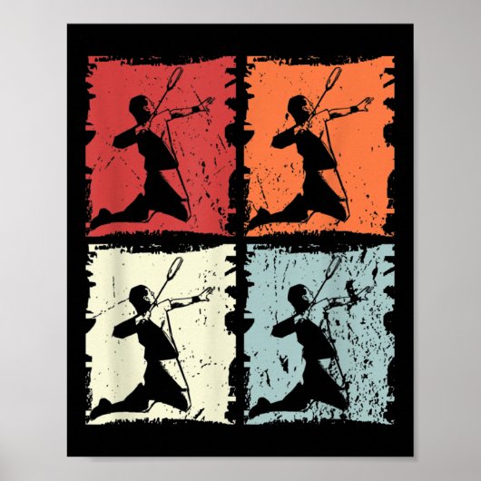 Badminton Retro Badminton Speler, Shuttle Poster (Voorkant)
