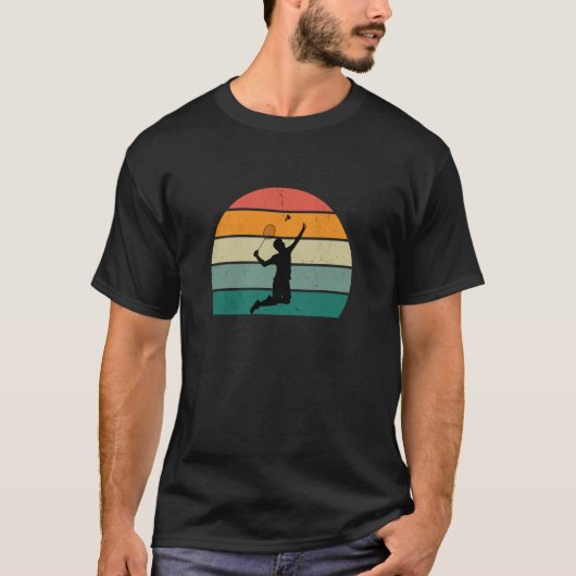 Badminton Retro Sunset Mannen vrouwen T-shirt (Voorkant)