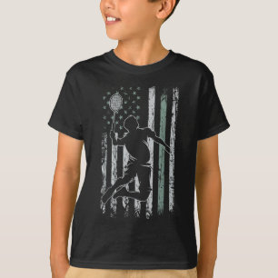 Badminton Retro Usa Vlag Shuttle 4 juli Badmi T-shirt