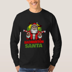 Badminton Santa Claus Kerstfeestdag Badminton T-shirt
