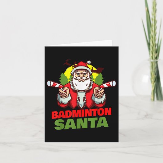 Badminton Santa Claus Kerstmis Holiday - Badminto Kaart (Voorkant)