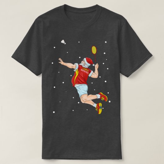 Badminton Santa Claus Shuttlecock Christmas T-shirt (Design voorkant)