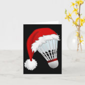 Badminton Santa Hat Sportkerst Kaart (Gele Bloem)