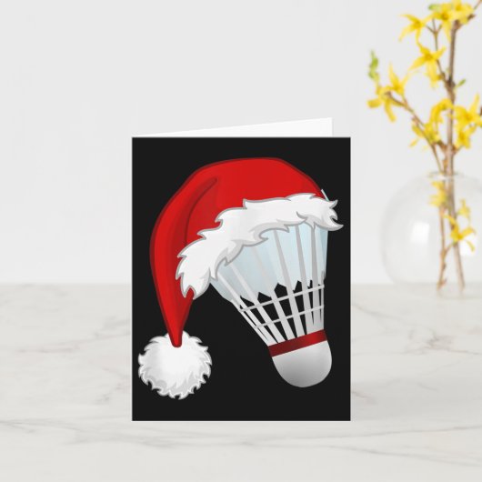 Badminton Santa Hat Sportkerst Kaart (Gele Bloem)