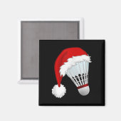 Badminton Santa Hat Sportkerst Magneet (Voorkant / Achterkant)