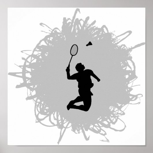 Badminton Scribble Style Poster (Voorkant)