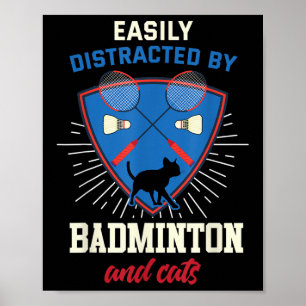 Badminton shirt Funny Cat liefhebber Badminton spe Poster