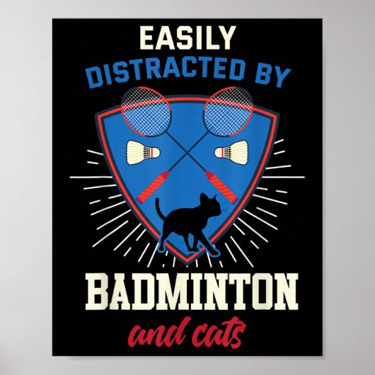 Badminton shirt Funny Cat liefhebber Badminton spe Poster (Voorkant)