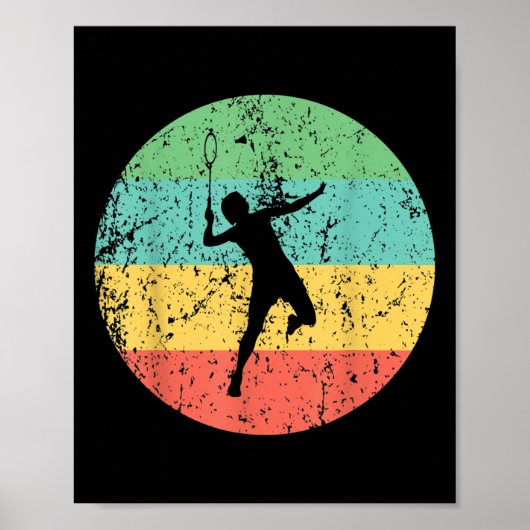 Badminton Shirt - Retro Badminton Speler Poster (Voorkant)