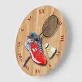 Badminton Shoe Racket Shuttlecock met Jouw naam Grote Klok (Hoek)