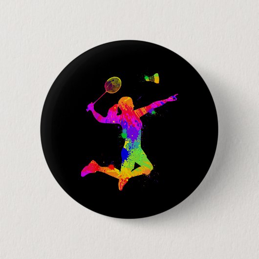 Badminton shuttle, badmintonspeler, meisjes, vrouw ronde button 5,7 cm (Voorkant)