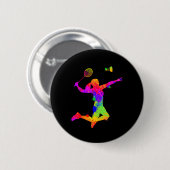 Badminton shuttle, badmintonspeler, meisjes, vrouw ronde button 5,7 cm (Voorkant /achterkant)