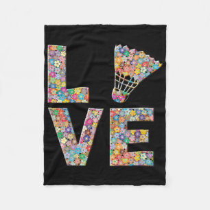 Badminton Shuttle Ball Love Flowers Fleece Deken