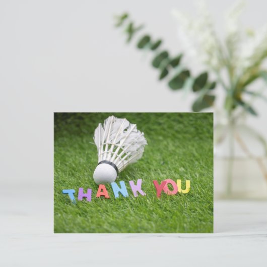 Badminton shuttle bedankkaart Dank u wel Briefkaart (Staand voorkant)