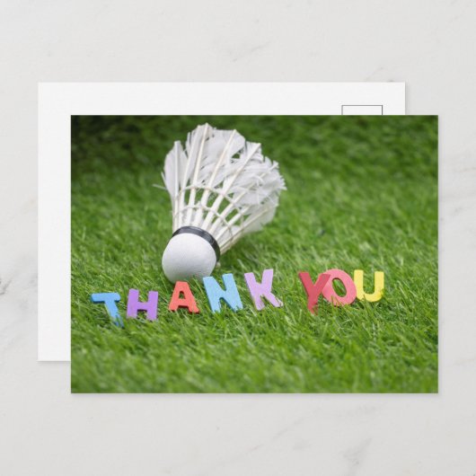Badminton shuttle bedankkaart Dank u wel Briefkaart (Voorkant / Achterkant)