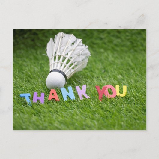 Badminton shuttle bedankkaart Dank u wel Briefkaart (Voorkant)