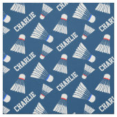 Badminton shuttle blauw naam patroon stof (Swatch)