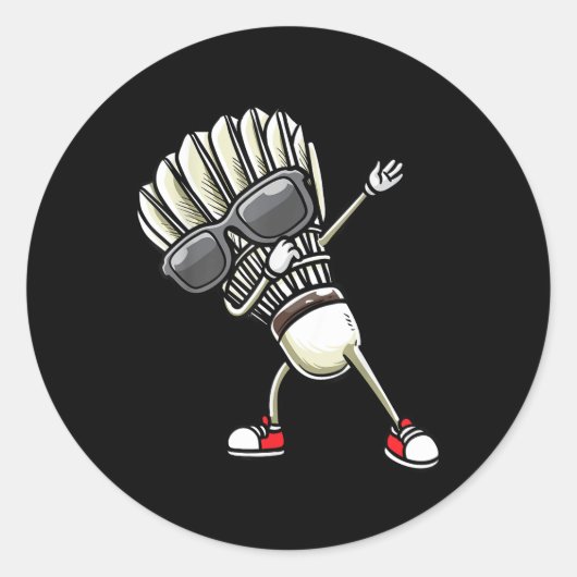 Badminton Shuttle Dansen  Ronde Sticker (Voorkant)