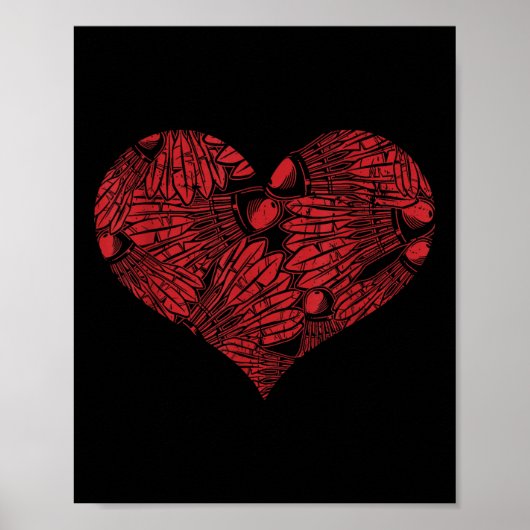 Badminton Shuttle Heart Poster (Voorkant)